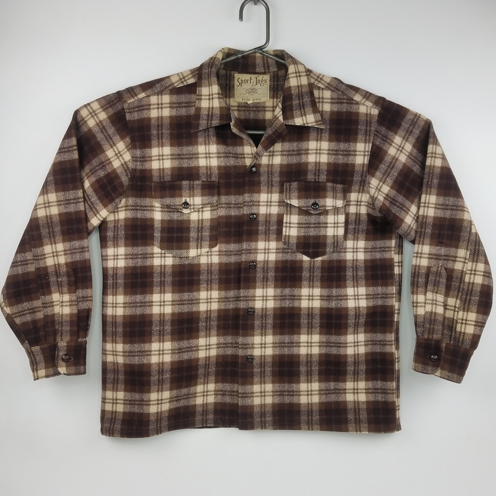 1950s Sport Togs Mens XL Pure Wool Button Mackinaw